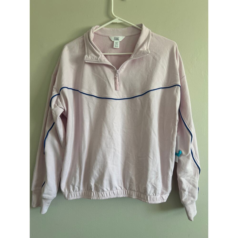 Athleta Girl School Vibes Quarter Zip Sweatshirt XXL 16 Pink NWT
